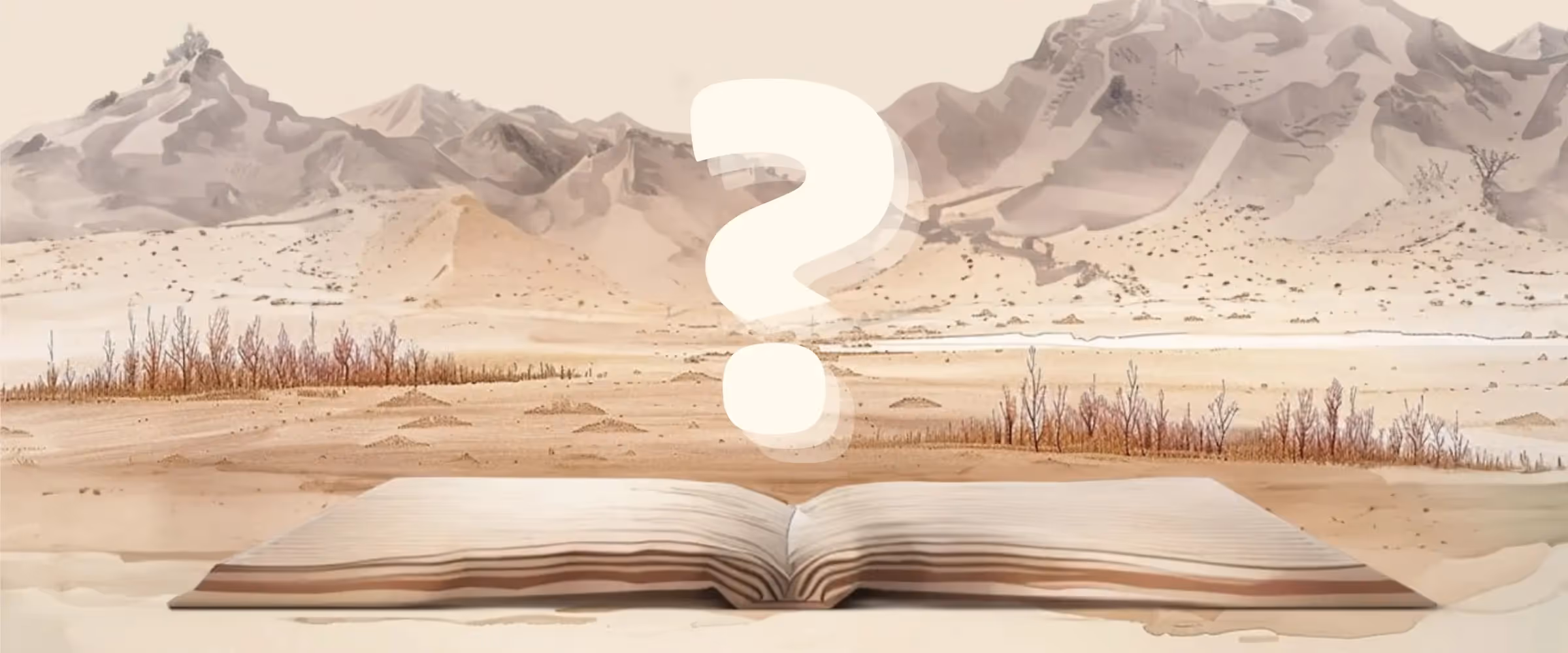 Illustration graphic of a question mark hovering above the pages of an open book.