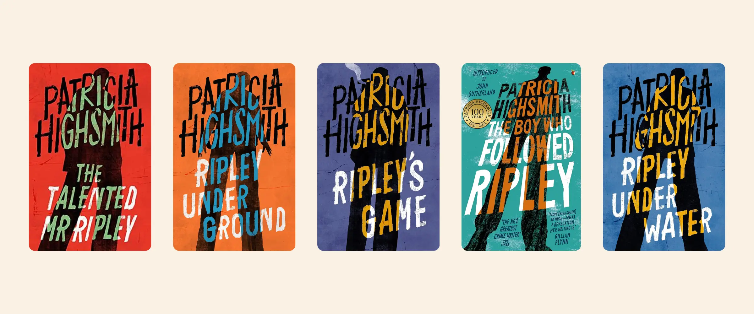Images of all five books in the Talented Mr. Ripley series, aka The Ripliad.