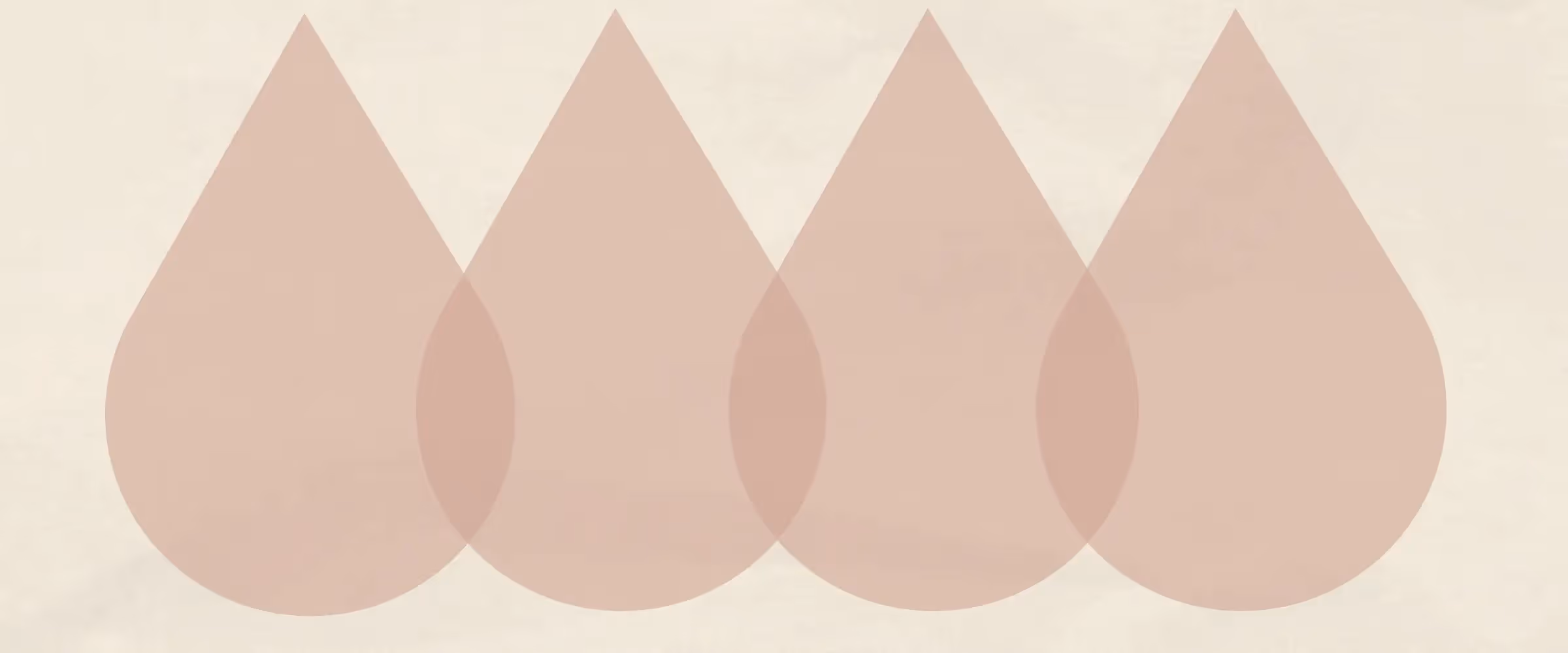 Four pink tears overlapping against a cream background.