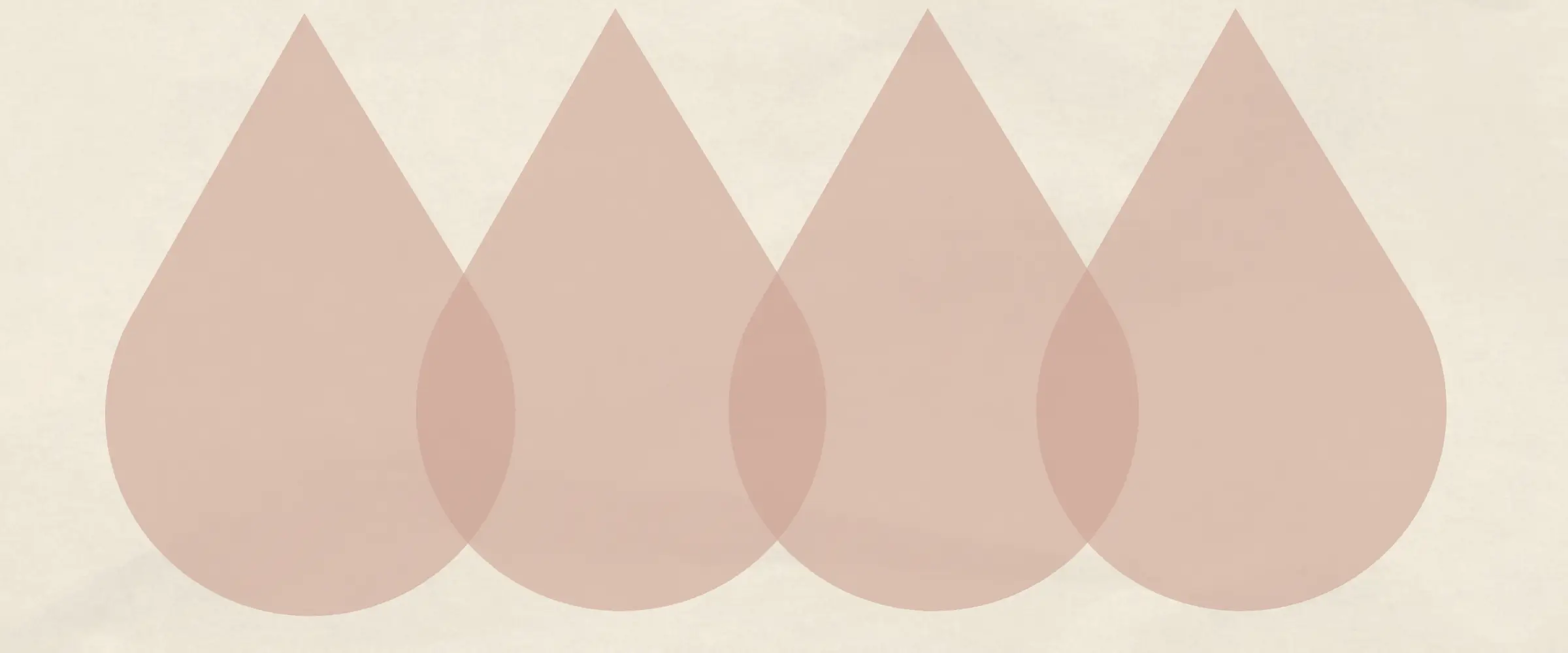 Four pink tears overlapping against a cream background.