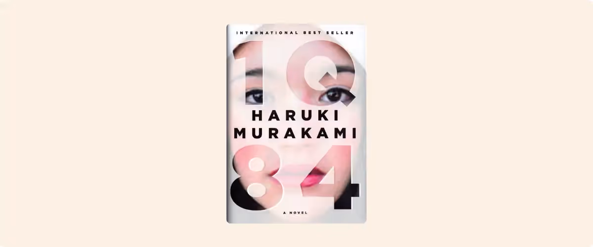 A book cover of Haruki Murakami's 1Q84.