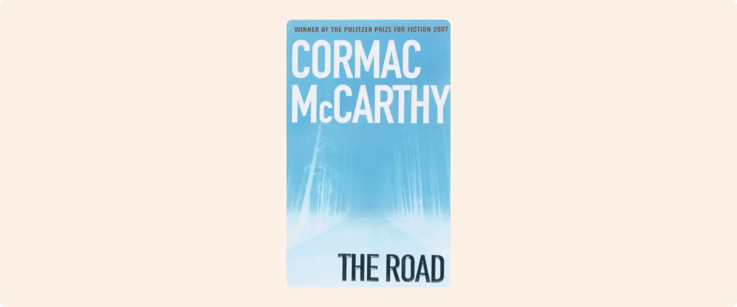 A book cover for Cormac McCarthy's The Road.