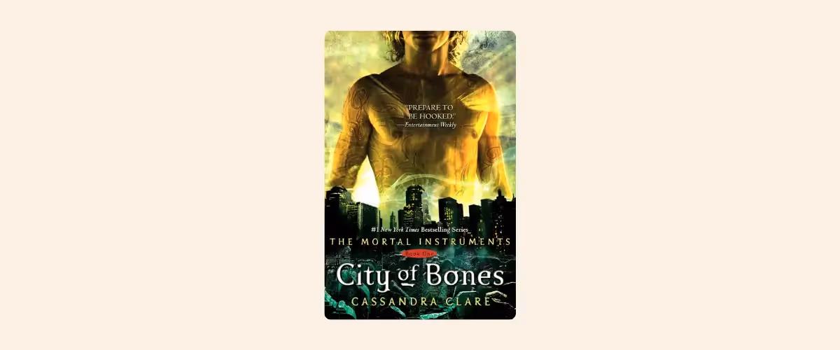 An image of Cassandra Clare's book, City of Bones, part of the Mortal Instruments series.