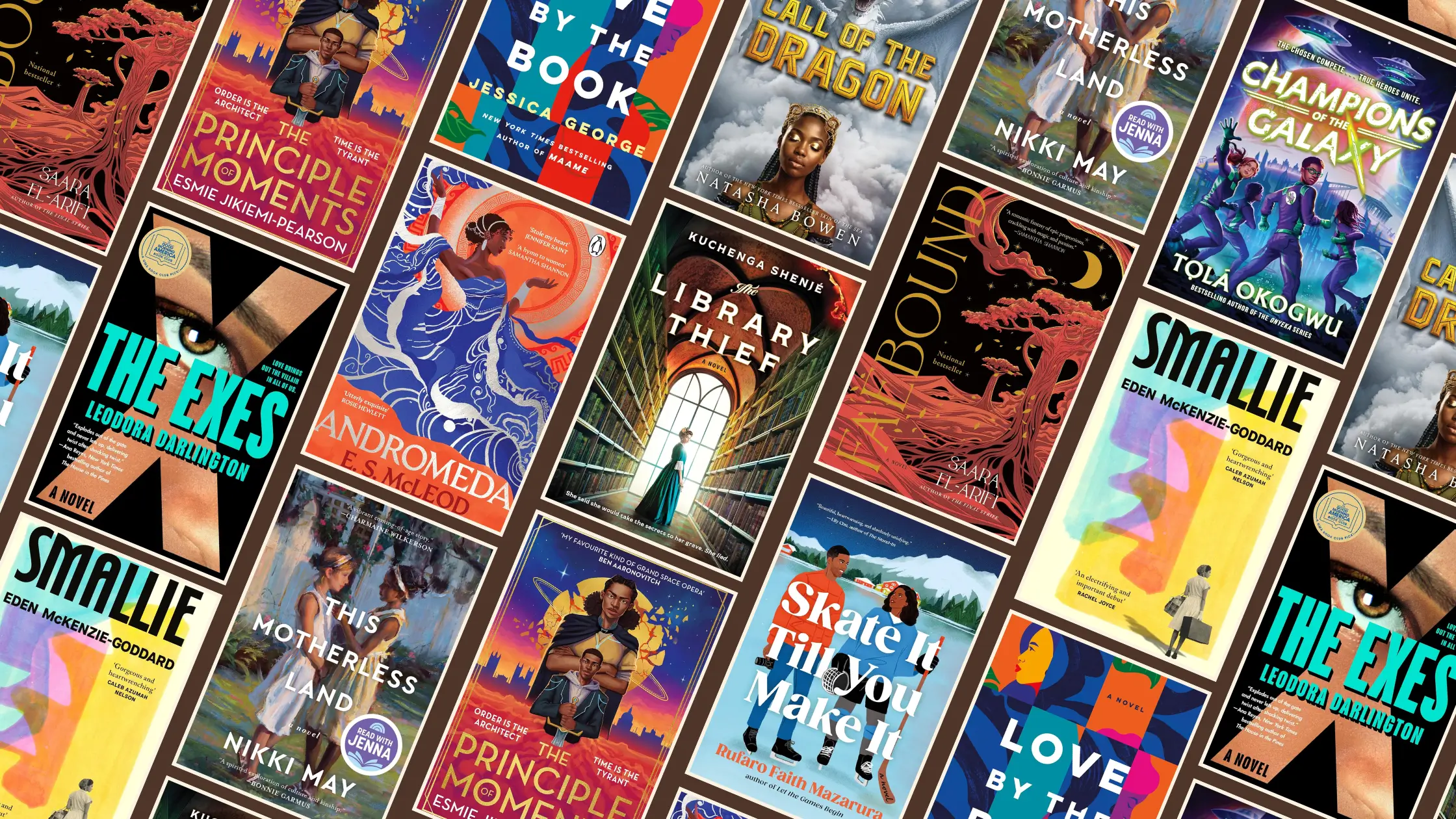 Image shows book covers featured in this blog by Black British authors including Faebound, This Motherless Land, and more.
