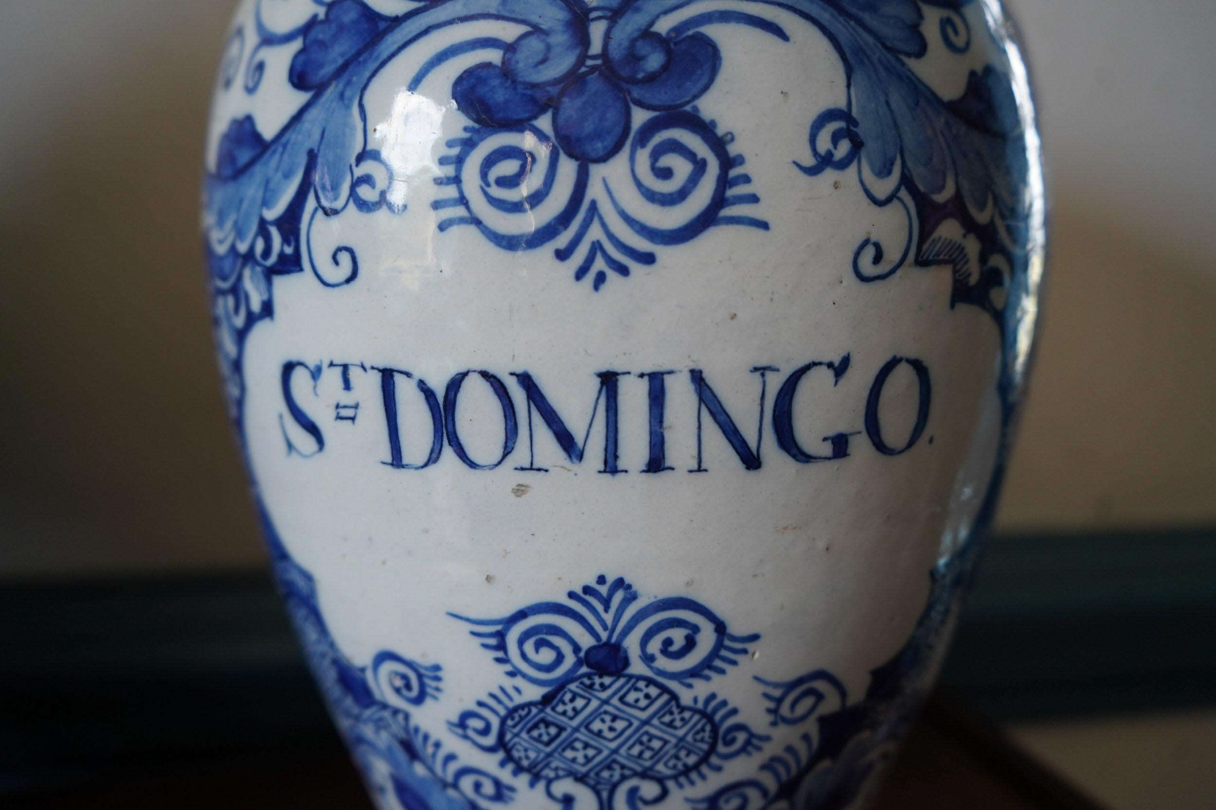 A blue and white St. Domingo vase.