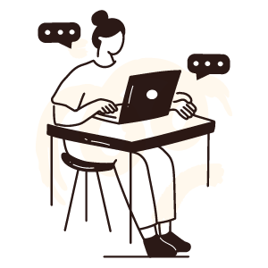 Illustrated person on laptop in a discovery session call