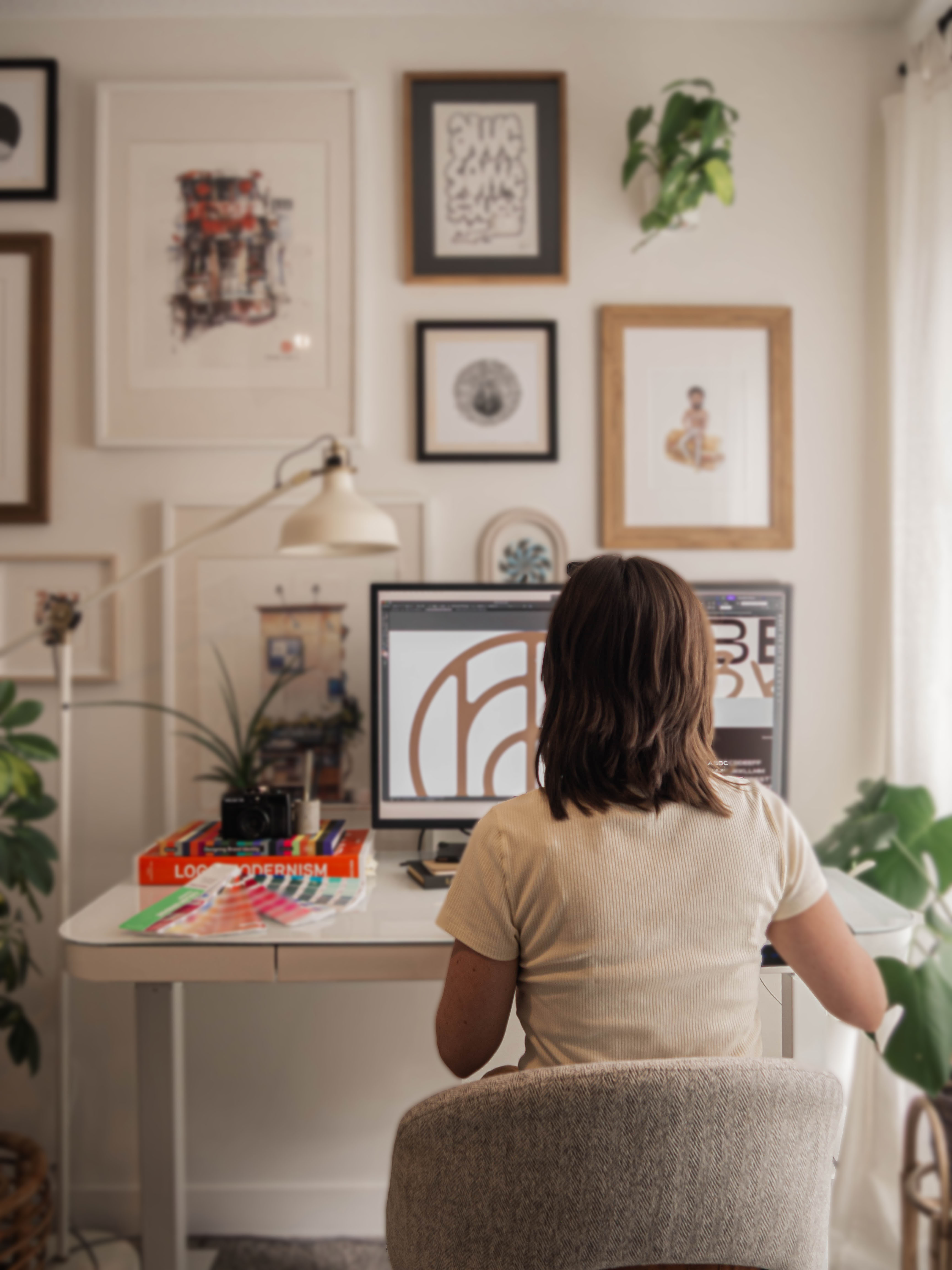 Girl holding a proof of concept and working
