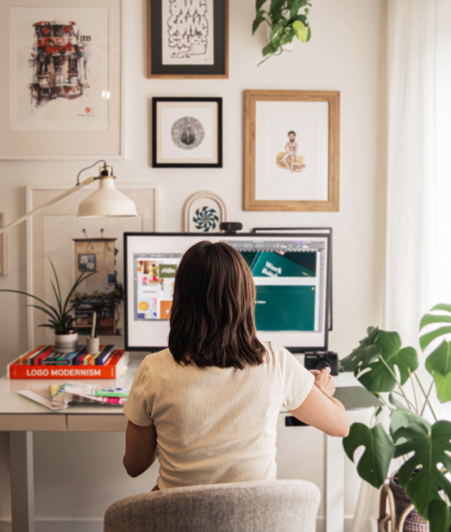 Girl holding a proof of concept and working