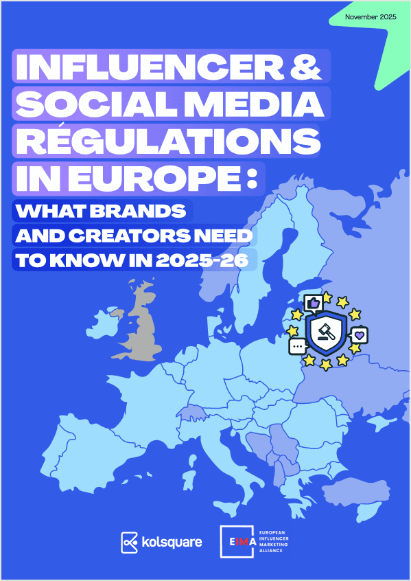 Cover of the Kolsquare guide Regulation of influencer marketing and social networks in Europe (2025)