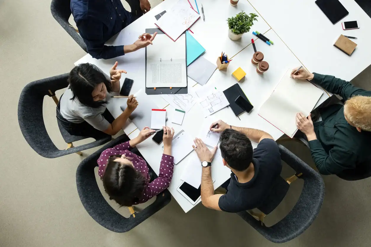 Business group working together on the new project