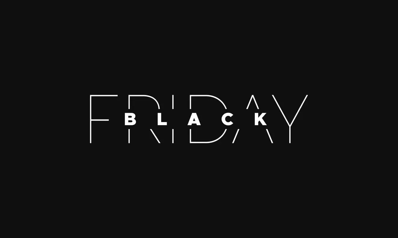Black-Friday-Schriftzug auf schwarzem Hintergrund