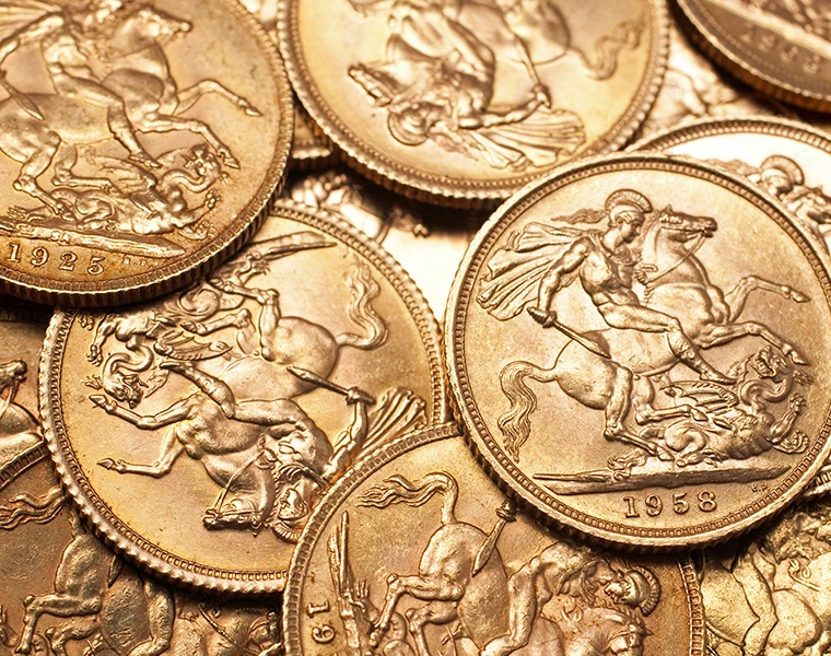 Gold sovereigns sold at Aubreys Auctioneers