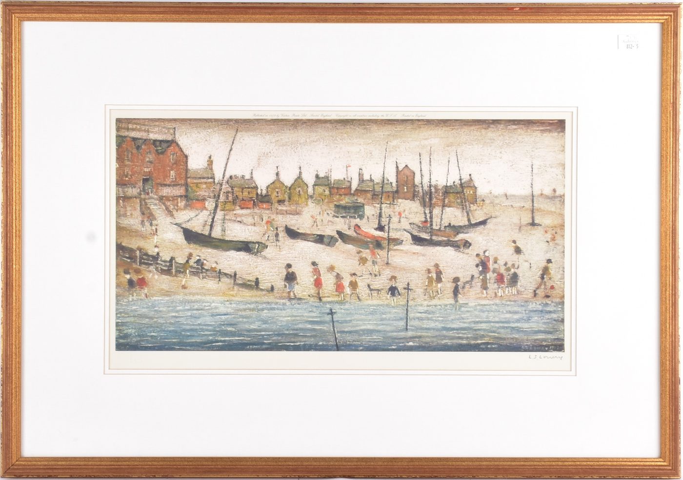 L.S. Lowry, The Beach, signed print sold at Aubreys