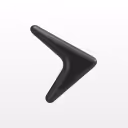 Black right-pointing angle arrow icon on white background.