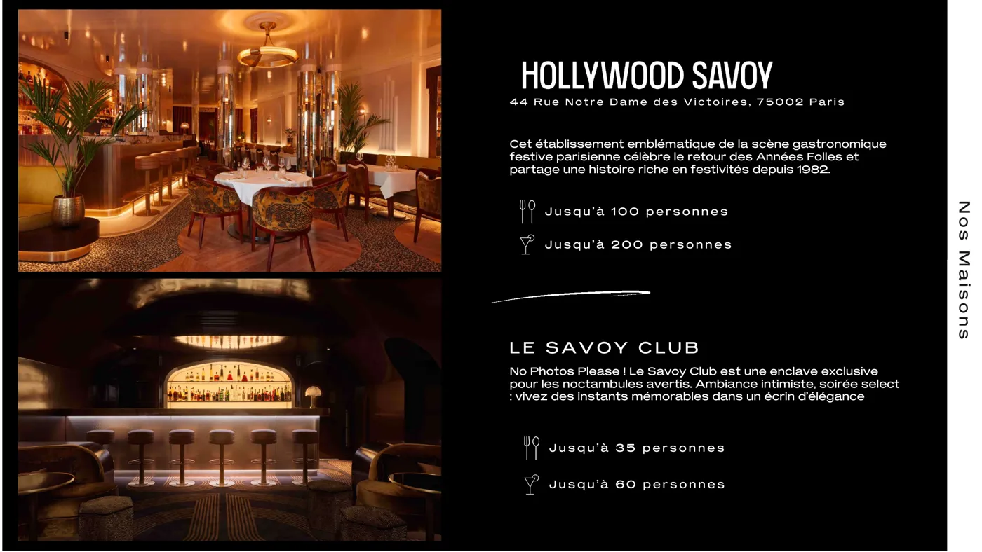 Page Hollywood Savoy et Savoy Club de la brochure