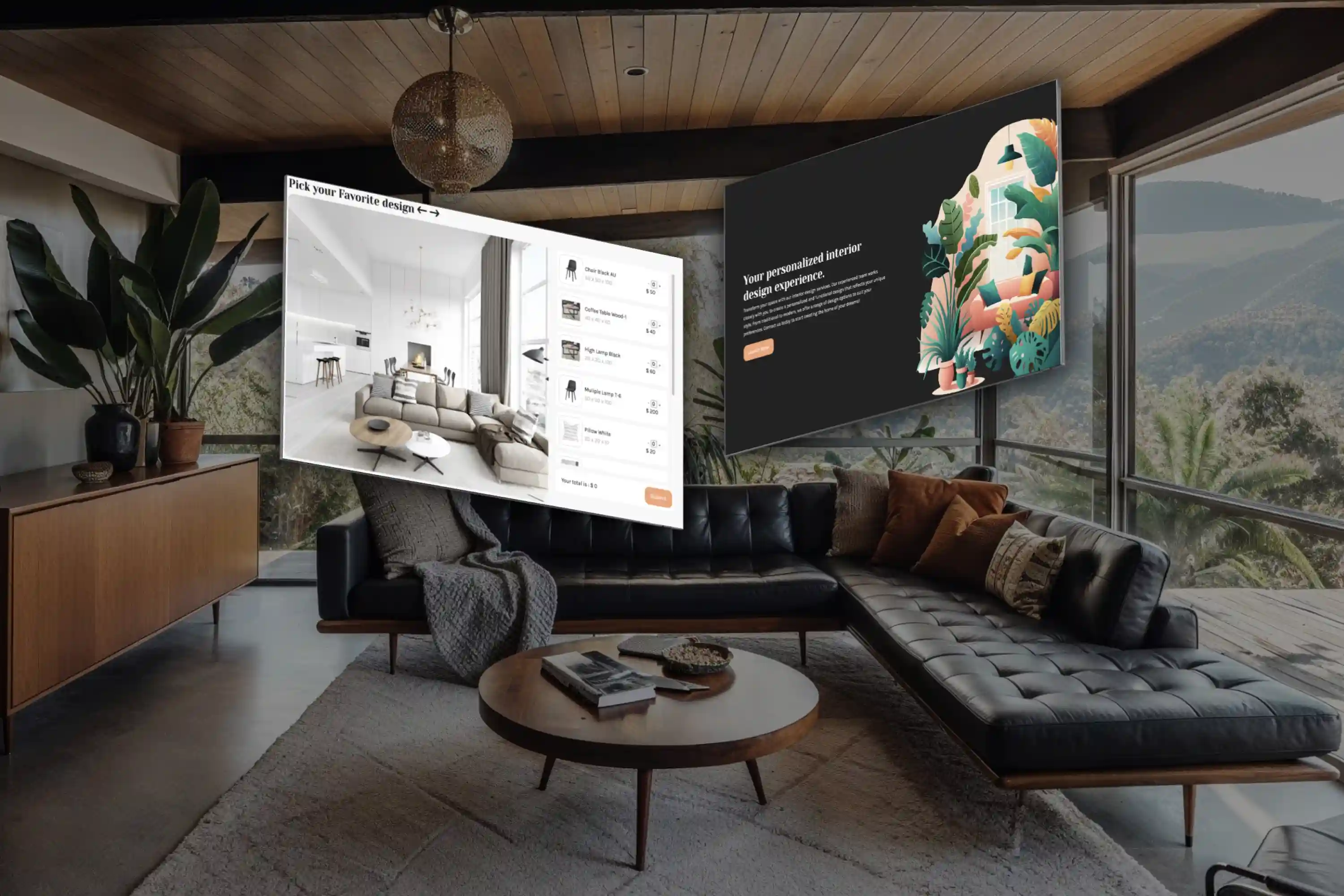2 screens Mockup of virtual styler web app in use.