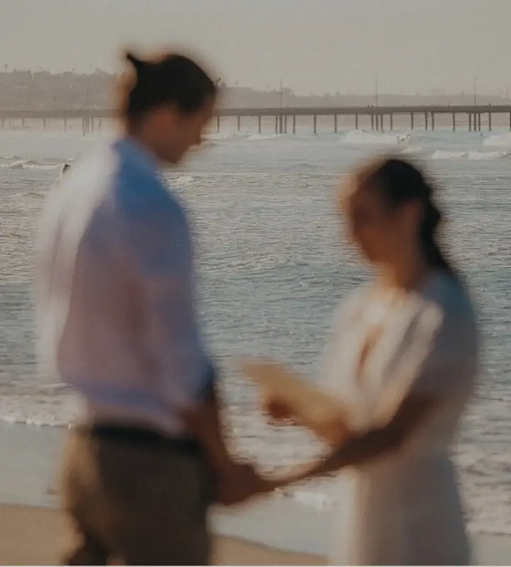 A photo of a beach wedding ceremony, background image for a case study of a web design project for a wedding officiating business LizRae & Co