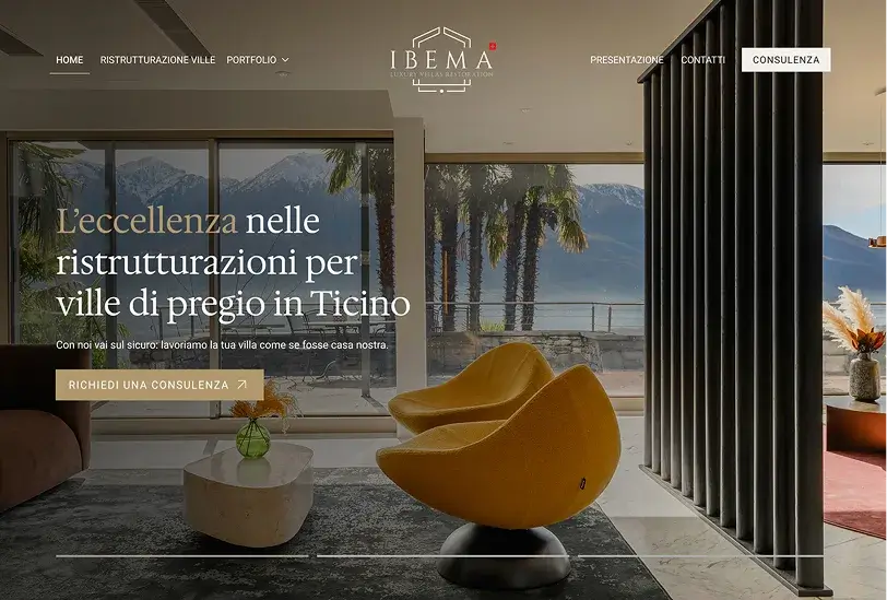 Hero section preview of a luxury villa renovation company