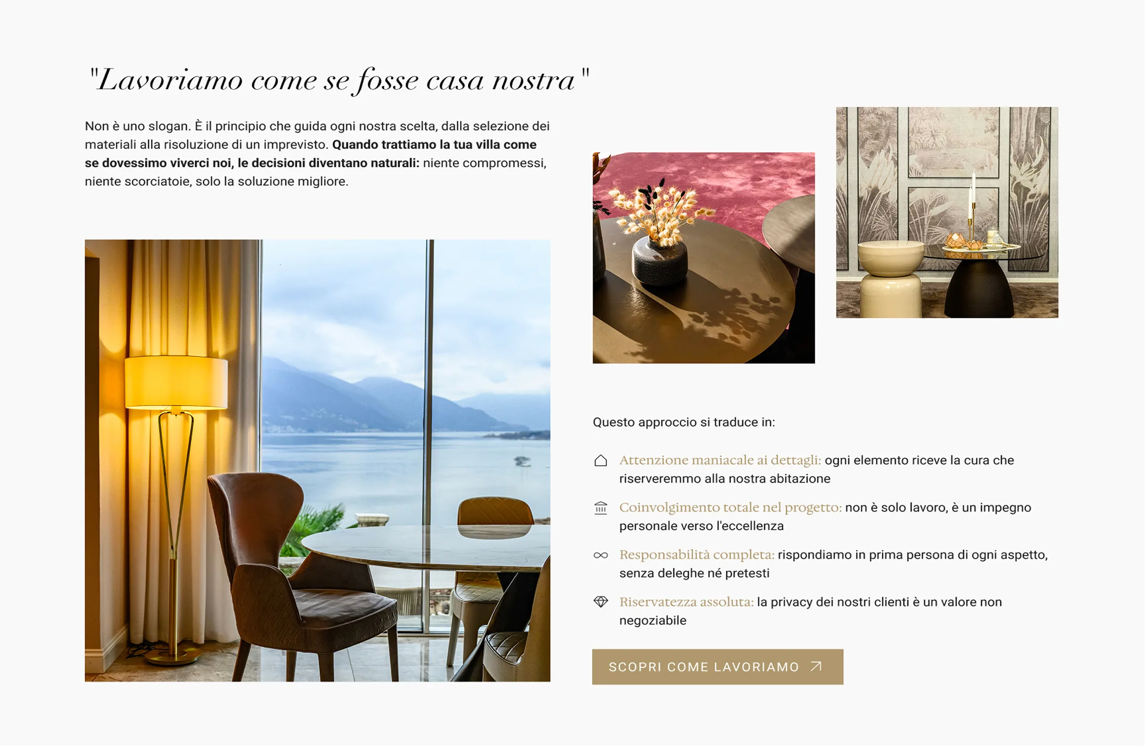 A mockup of a section of the luxury villa renovation website