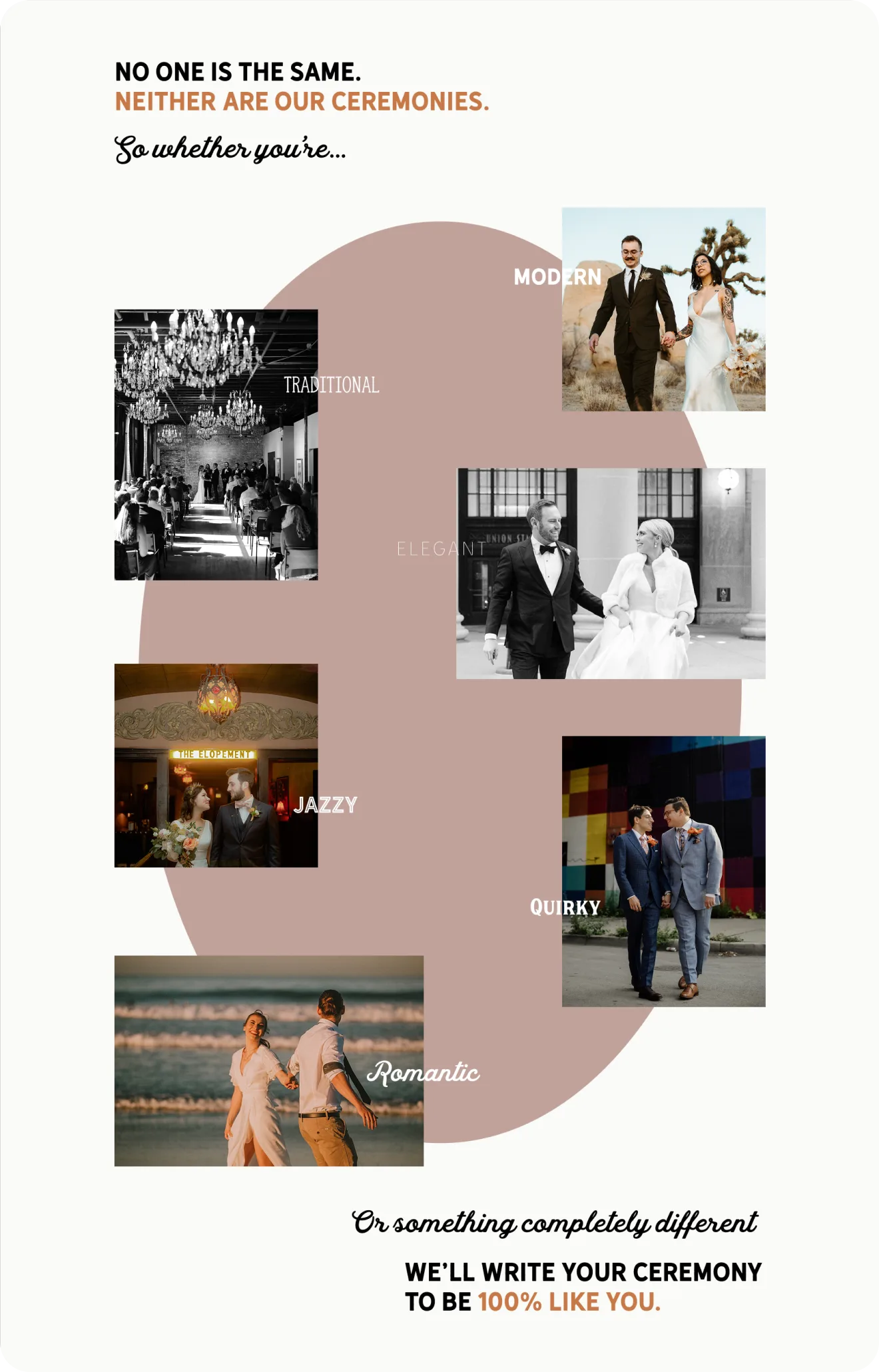 A mockup of LizRae & Co, wedding officiant, website