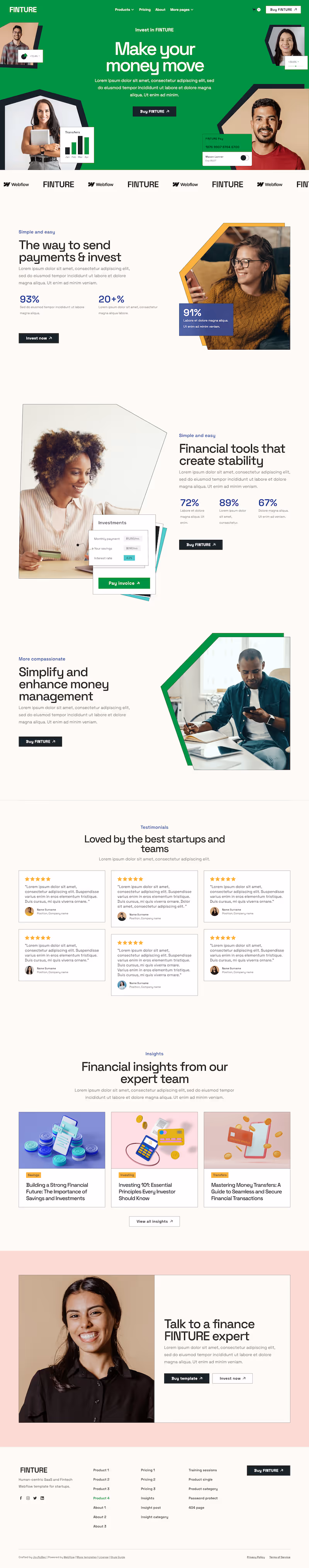 An image of Finture's Landing Page #4 webpage.