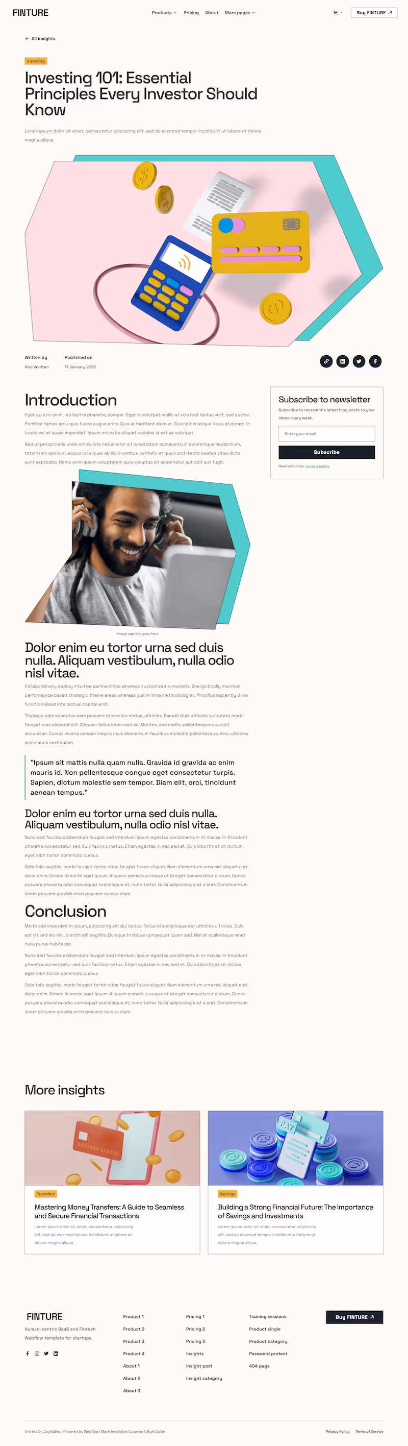 An image of Finture's Insights Post webpage.