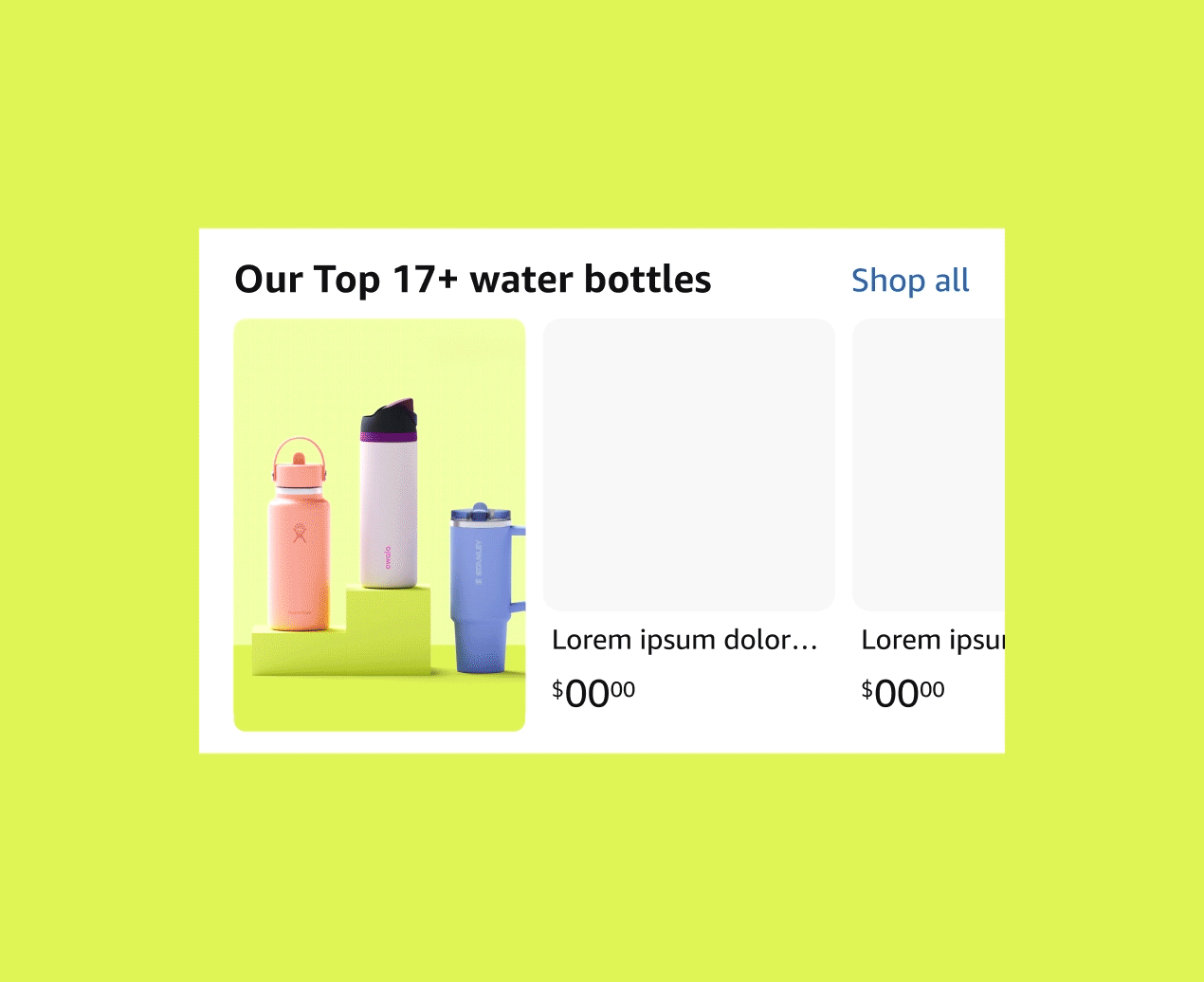 Mobile screens shown using a variety of color and layout with type and image