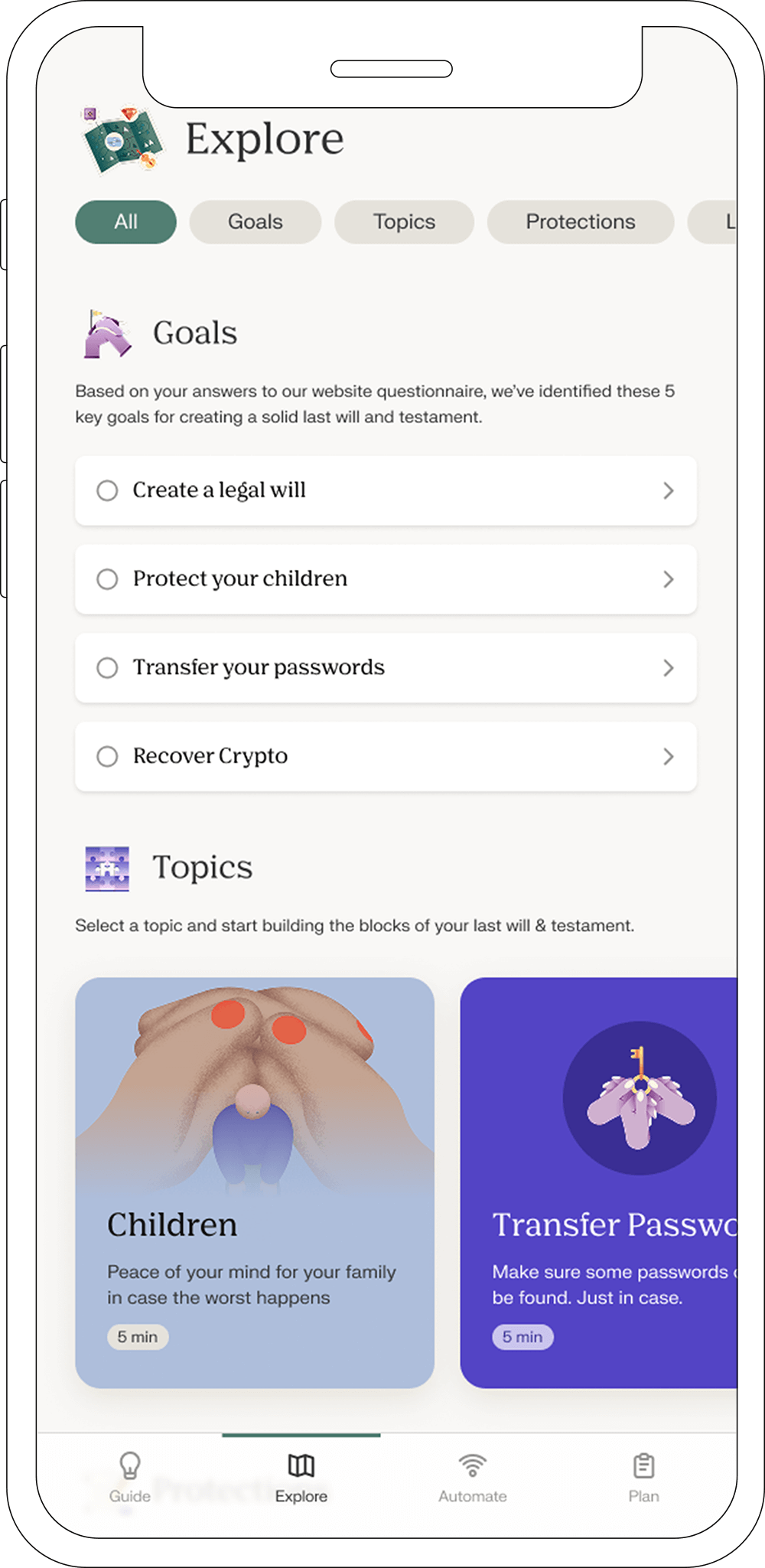 explore app screen top half
