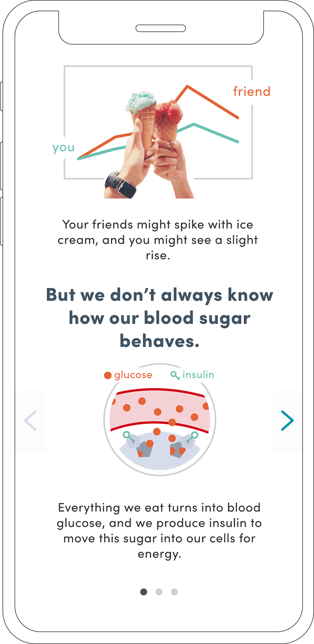 mobile version of gluscore landing page, bottom half