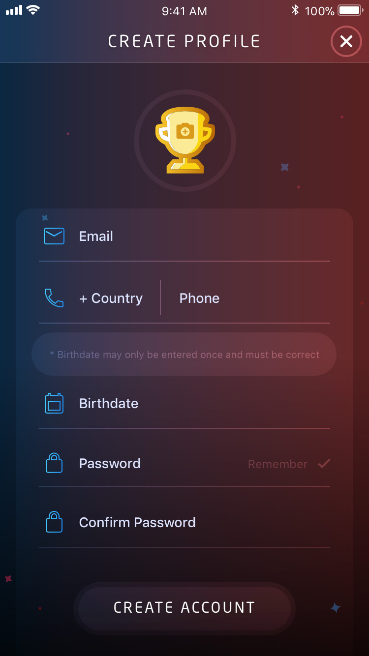 create profile screen