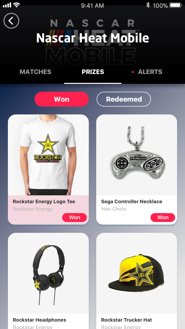 app page with prizes