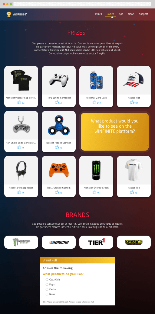 winfinite prize page