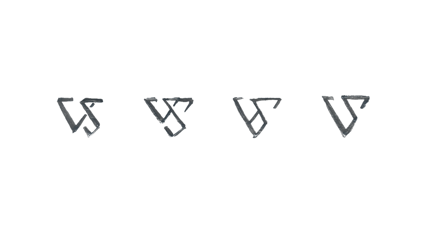 progression of sketching showing how I arrived at the VS letterform