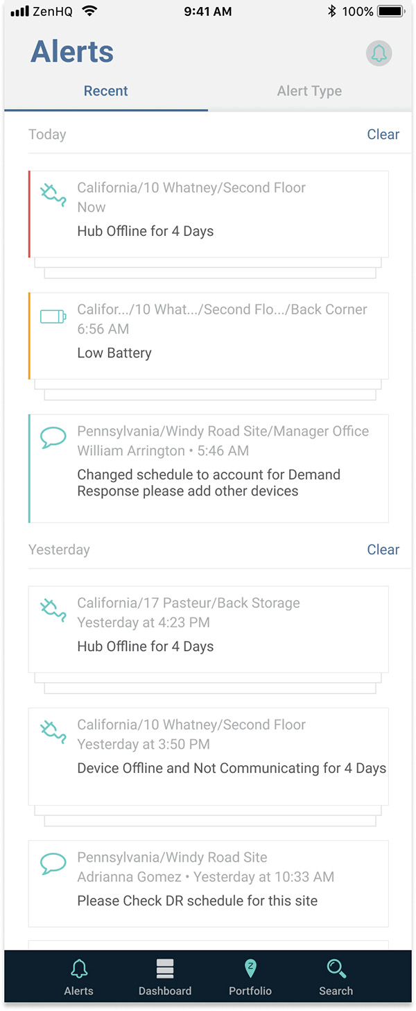 App screen showing alert grouping