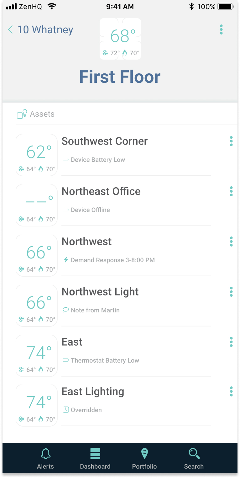 app screen showing group of devices for a location
