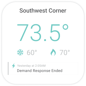 thermostat device with demand response alert