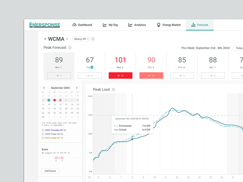 screenshot of energy & utilities user interface