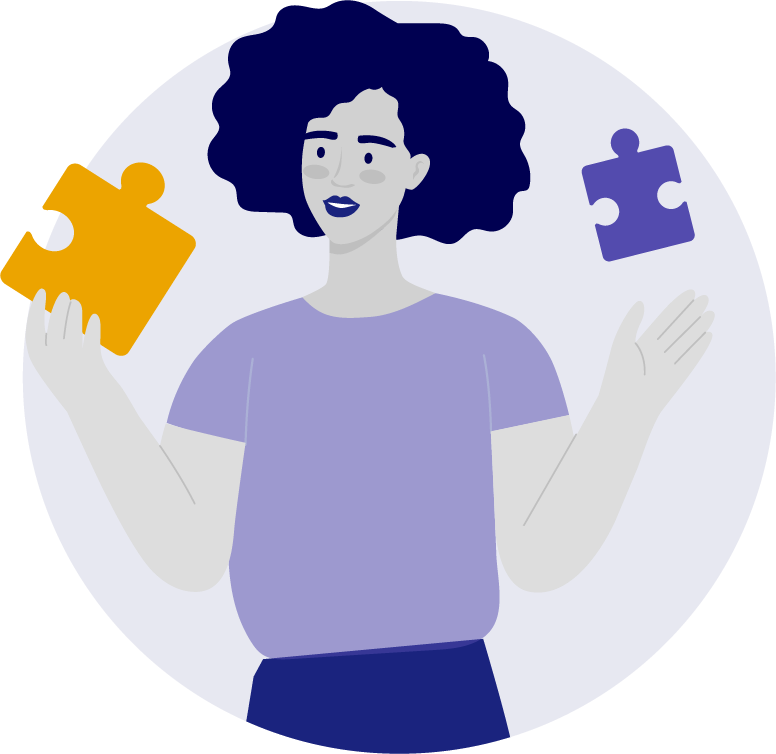 graphic of woman holding puzzle pieces