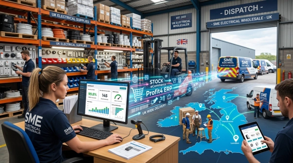 Busy UK electrical trade counter managing inventory