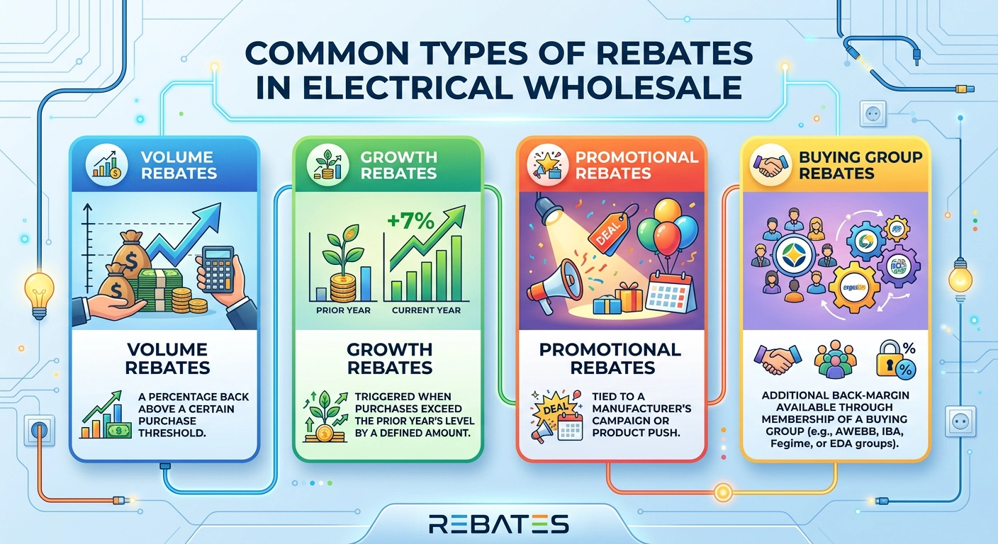 Rebates and SPA's commonly found in Electrical wholesaler