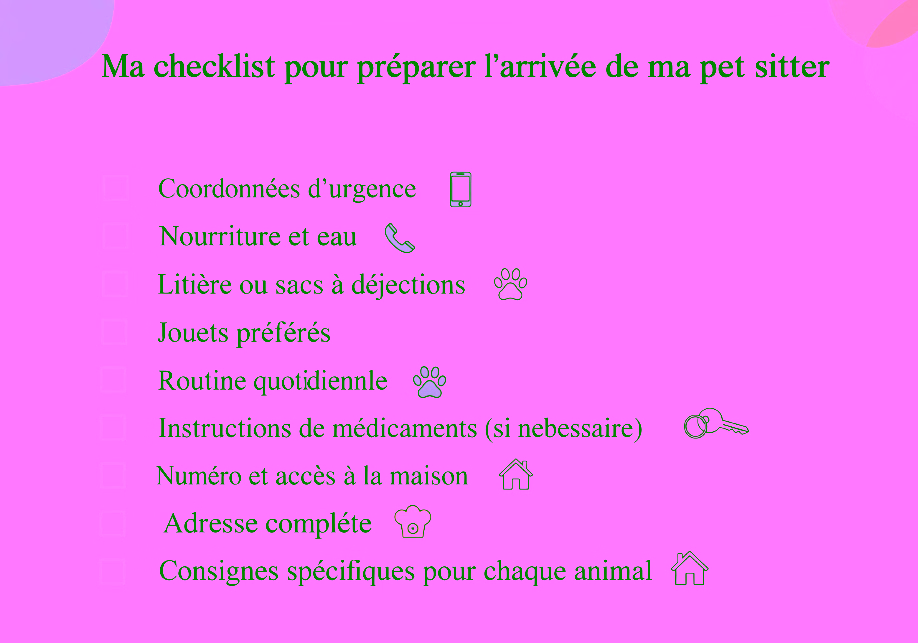 Checklist pour accueillir un Pet Sitter.