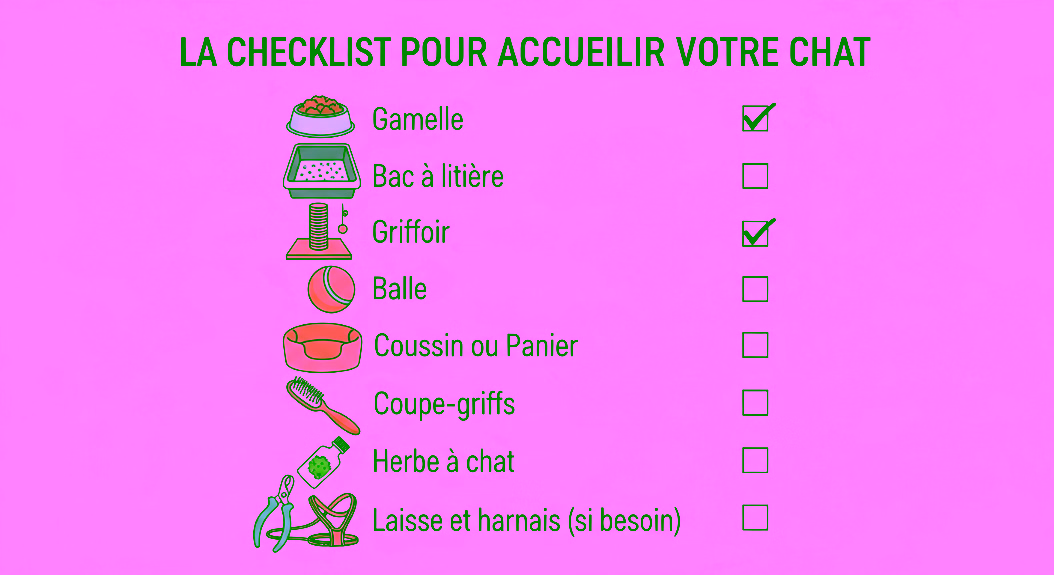 Ma checklist pour accueillir mon chat à la maison.