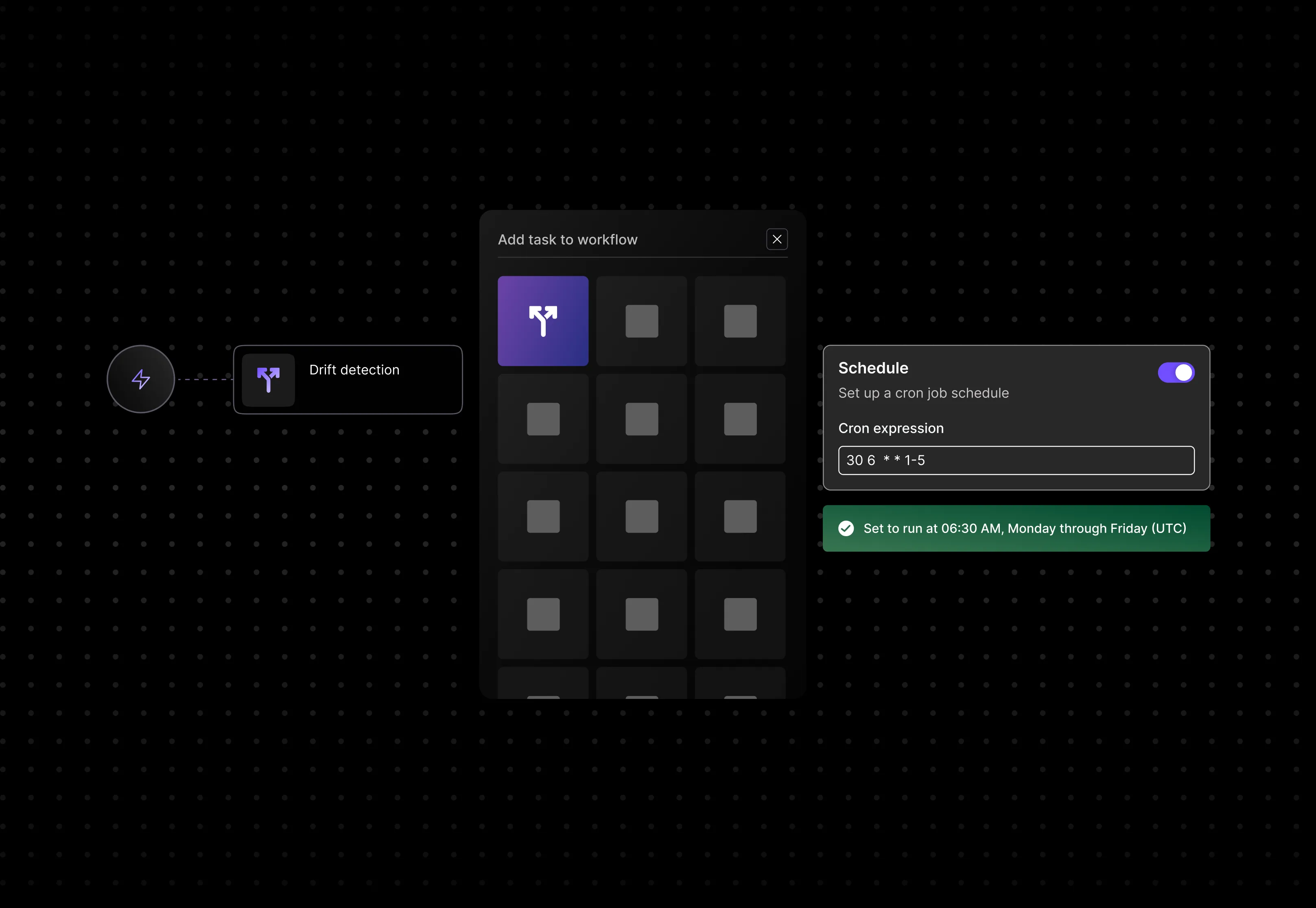 a screenshot of a module being dragged to a container