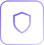 Blue shield icon with a plus sign in the center, surrounded by a glowing square border.