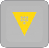 Yellow triangular warning symbol with nine black squares arranged in a grid inside it on a black rounded square background.