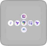 Close-up view of an Apple Watch screen displaying icons for flashlight, Do Not Disturb, alarm, focus mode, and battery.