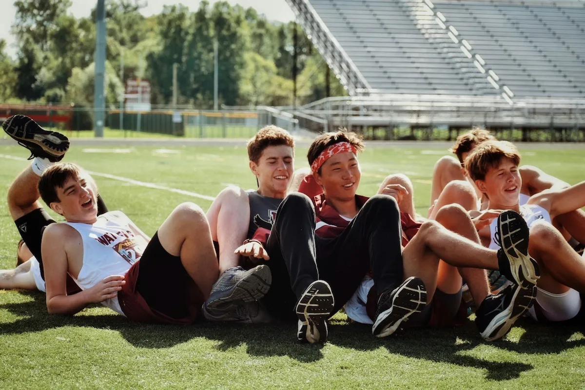Young athletes having fun on the field