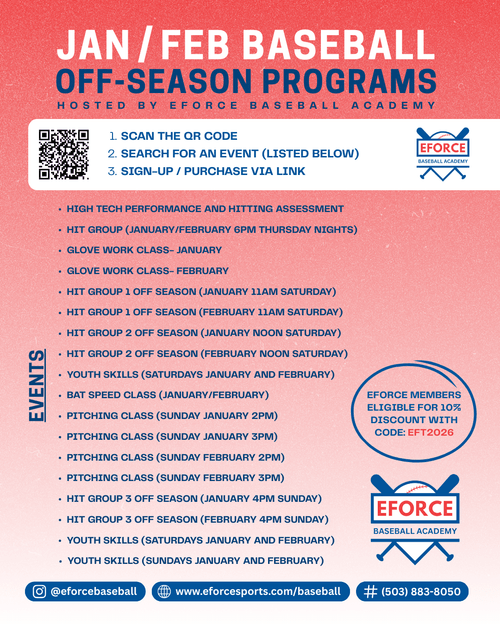 Baseball Program Jan/Feb Baseball Off-Season Programs - EForce Baseball Academy Beaverton