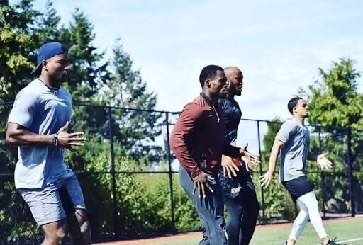 Group of man doing training