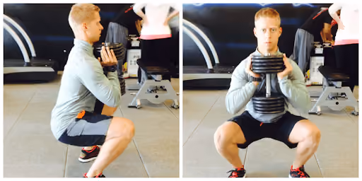 Man doing goblet squat